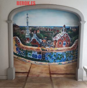 Decoracion Mural Restaurant Celler Arbocet Ruidoms Catalunya 300x100000